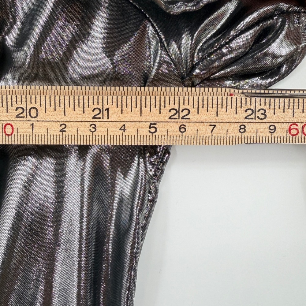 Anthropologie Somerset Maxi Dress Shine Metallic Silver Tiered Pockets 1X - Picture 13 of 16